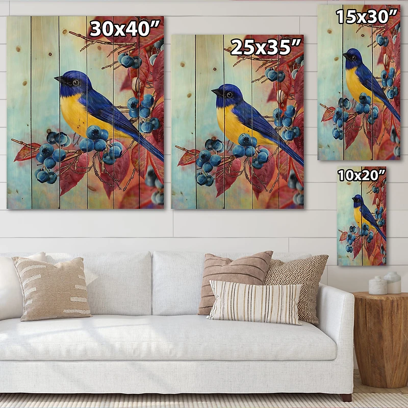 Designart - Bright Bird Bullfinch Sitting On A Branch I