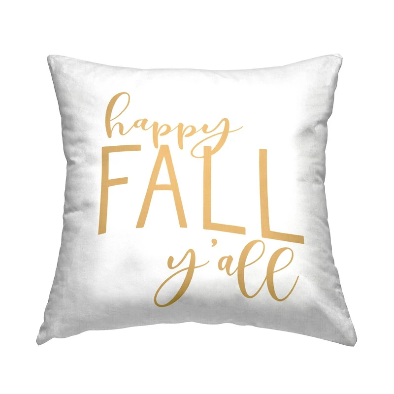 Stupell Industries Happy Fall Y'all Autumn Calligraphy Throw Pillow