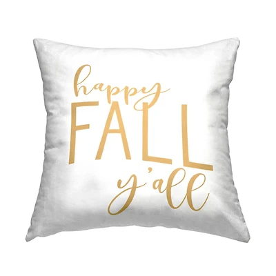 Stupell Industries Happy Fall Y'all Autumn Calligraphy Throw Pillow