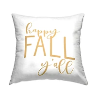 Stupell Industries Happy Fall Y'all Autumn Calligraphy Throw Pillow
