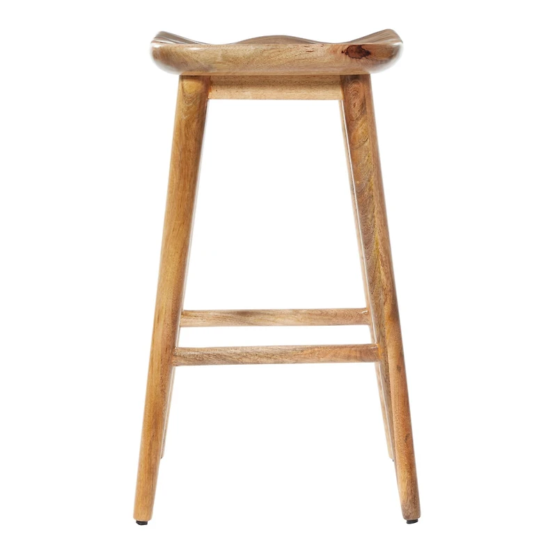 Brown Wood Contemporary Stool, 30" x 17" x 14"
