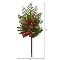 26” Mixed Pine, Pinecone & Berry Artificial Plant Set