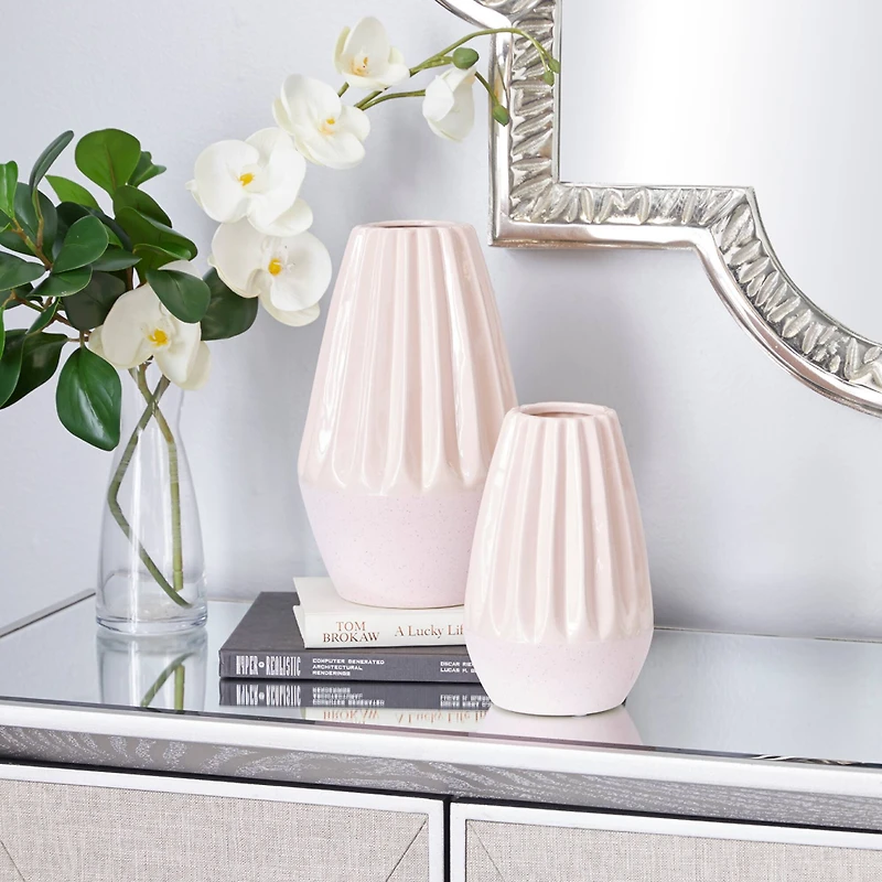 Pink Ceramic Contemporary Vase Set