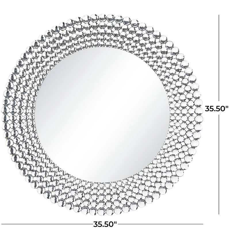 Silver Glass Starburst Wall Mirror with Crystal Embellishment 36" x 1" x 36"
