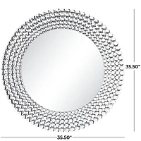 Silver Glass Starburst Wall Mirror with Crystal Embellishment 36" x 1" x 36"