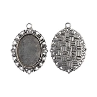 John Bead 38mm Antique Silver Oval Pendant Frames, 3ct.