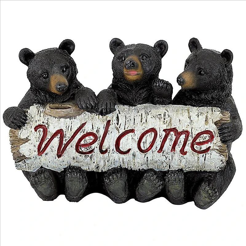 Design Toscano 12" Black Bear Cubs Welcome Statue