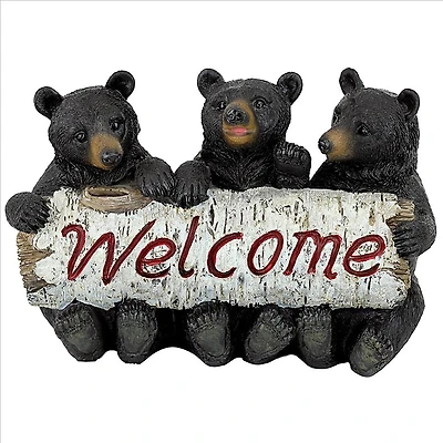 Design Toscano 12" Black Bear Cubs Welcome Statue