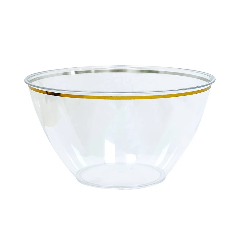 Gold Rim Plastic Party Bowl by Celebrate It