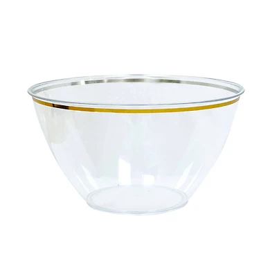 Gold Rim Plastic Party Bowl by Celebrate It