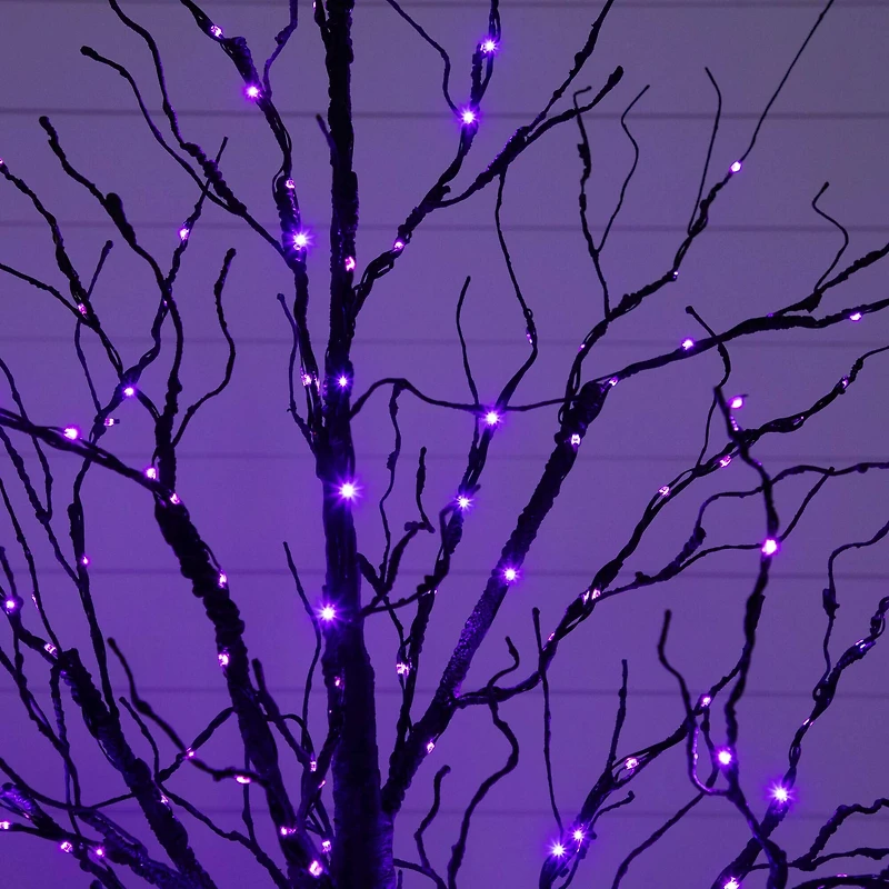5ft. Pre-Lit Halloween Black Twig Artificial Tree with 240 Orange & Purple LED Lights