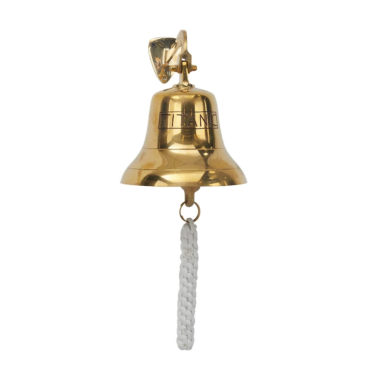 7.5" Gold Titanic Nautical Bell Wall Accent with Rope Pull