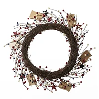 Glitzhome® 22" Americana Flag & Berry Wreath