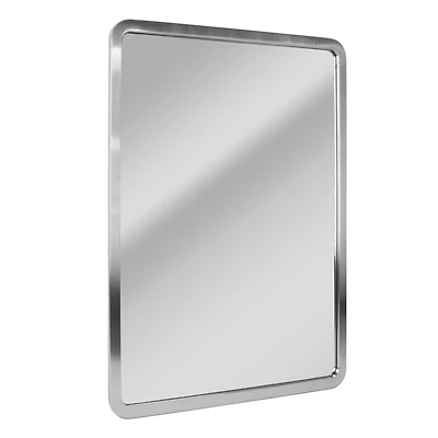 Head West Brushed Nickel 24" x 30" Rounded Edge Framed Accent Vanity Mirror