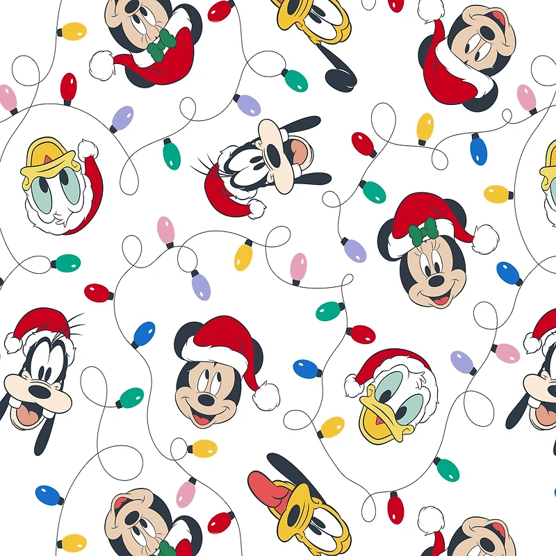 Disney® Mickey & Friends Christmas Lights Cotton Fabric 