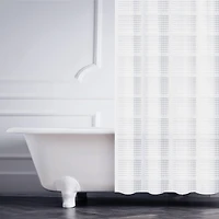 Elle Décor White Jacquard Solid Weave Shower Curtain
