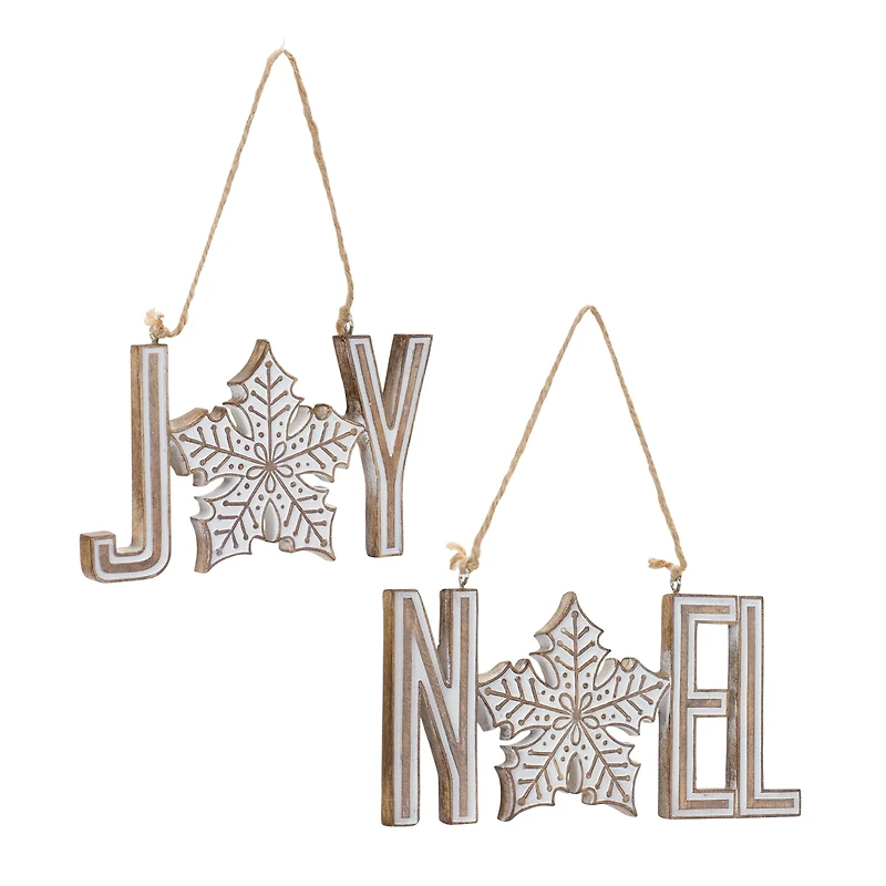 Joy & Noel Snowflake Ornament Set