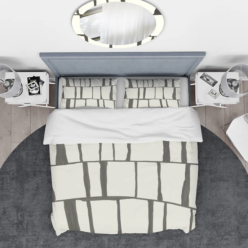 Designart 'minimalist black and white I' Geometric Bedding Set