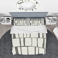 Designart 'minimalist black and white I' Geometric Bedding Set