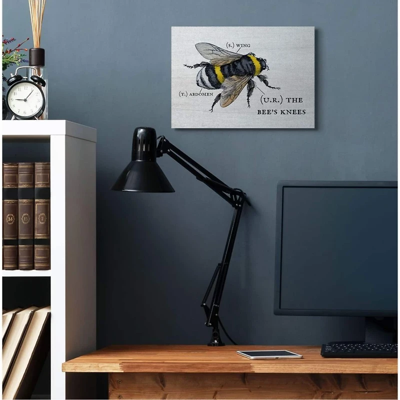 Stupell Industries Anatomy of Honey Bee Pun Canvas Wall Art