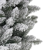 11ft. Pre-Lit Flocked Fir Slim Artificial Christmas Tree, Warm White LED Lights