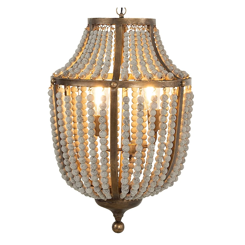 Hello Honey® 27" Metal Chandelier With White Wooden Beads