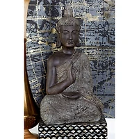 21" Brown Bohemian Polystone Buddha Sculpture