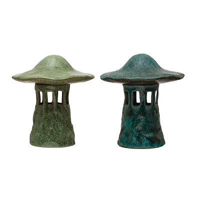 Hello Honey® 9" Stoneware Mushroom Lantern with Lid Set, 2ct.