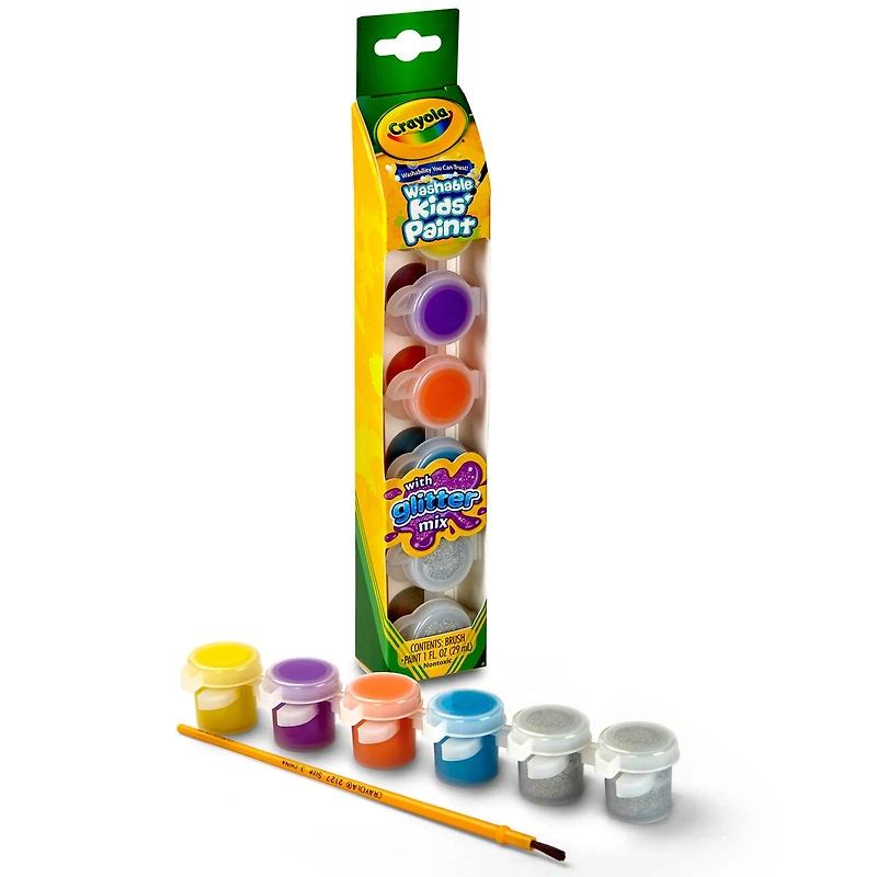 Crayola® Glitter Effects Washable Kids' Paint Pots, 12 Packs of 6