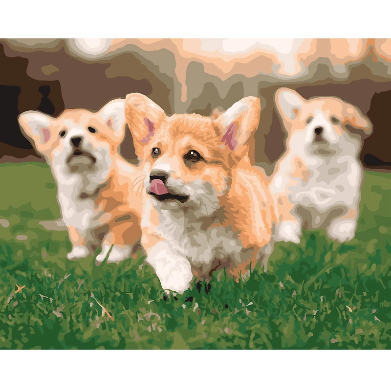 20" x 16" Puppies Paint-by-Number Kit with Wood Display Hanger by Artist's Loft®