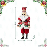 Glitzhome® 20"H Faux Fur Christmas Nutcracker Figurine