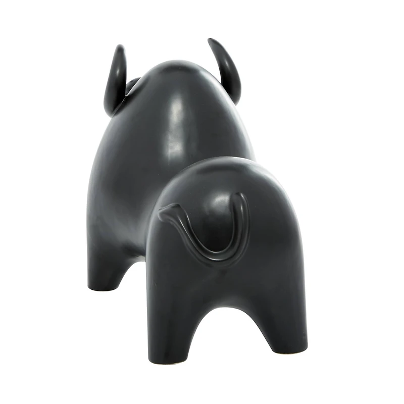 The Novogratz Black Porcelain Contemporary Buffalo Sculpture, 11" x 8" x 16"