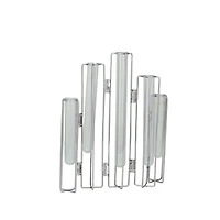 Silver Glass Tube Vase with Metal Stand 11" x 2" x 12"