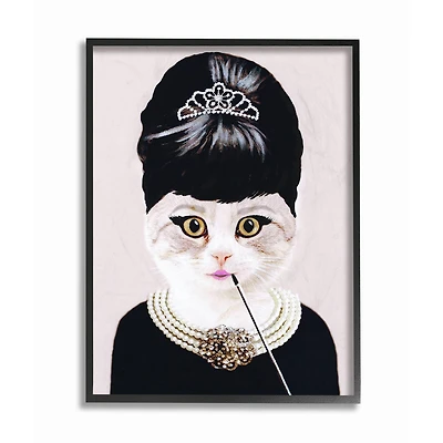 Stupell Industries Fashion Feline Jewelry And Makeup Cat in Black Frame Wall Art