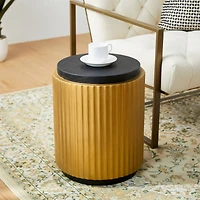 Glitzhome® 17.5" Antique Gold Fluted Side Table