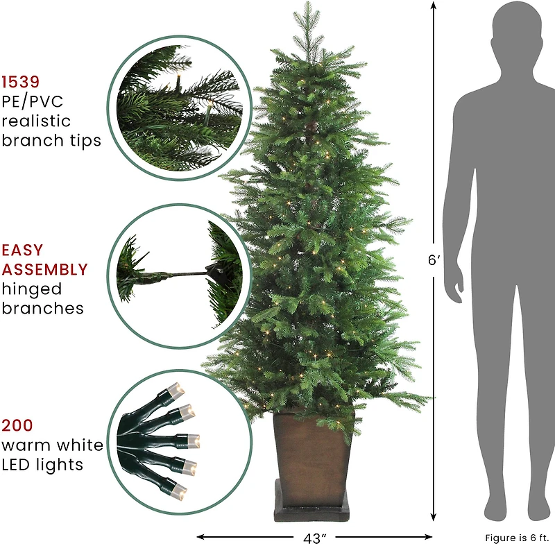 6ft. Pre-Lit Real Touch™️ Oregon Noble Fir Artificial Potted Christmas Tree, Warm Clear LED Lights