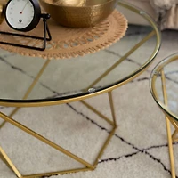 Walker Edison Gold Geometric Glass Nesting Tables Set