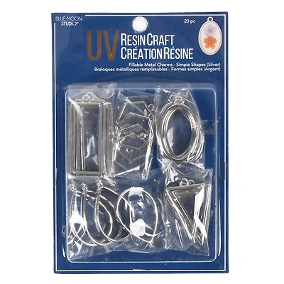 Blue Moon Studio™ UV Resin Craft Silver Simple Shapes Fillable Metal Charm Set
