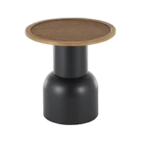 19.5" Black Metal & Rattan Accent Table