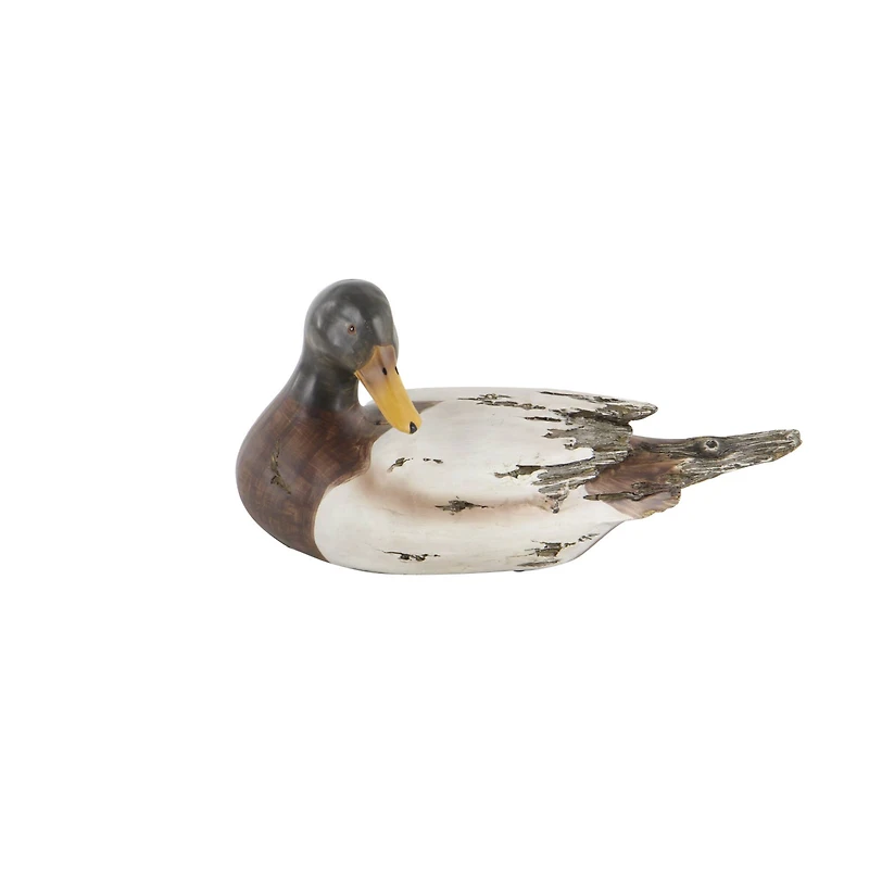 Beige Rustic Polystone Duck Sculpture Set