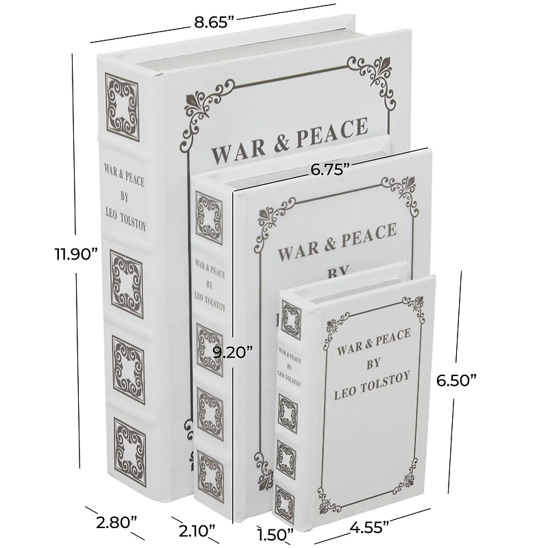 Off White Faux Leather Faux Book Box Set