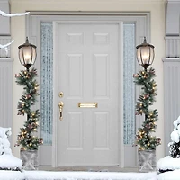 7ft. Lamp Post with Pre-Lit Decorated Garland