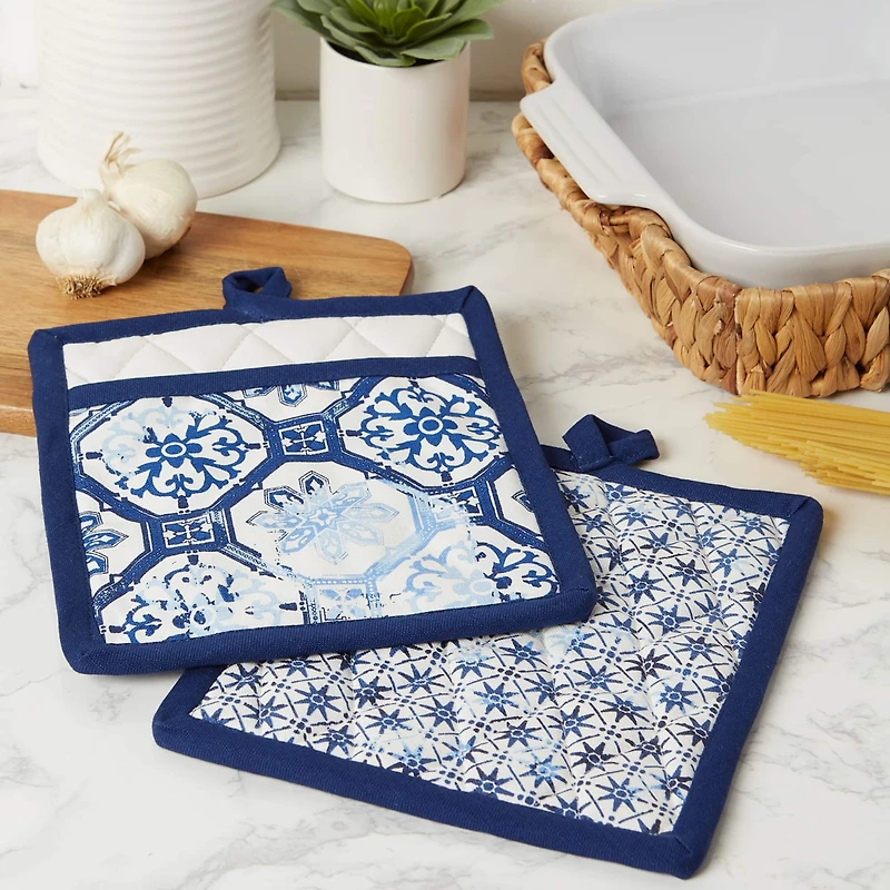 Lisbon Print Kitchen Textiles, 9" x 8", Lisbon Print, 2ct