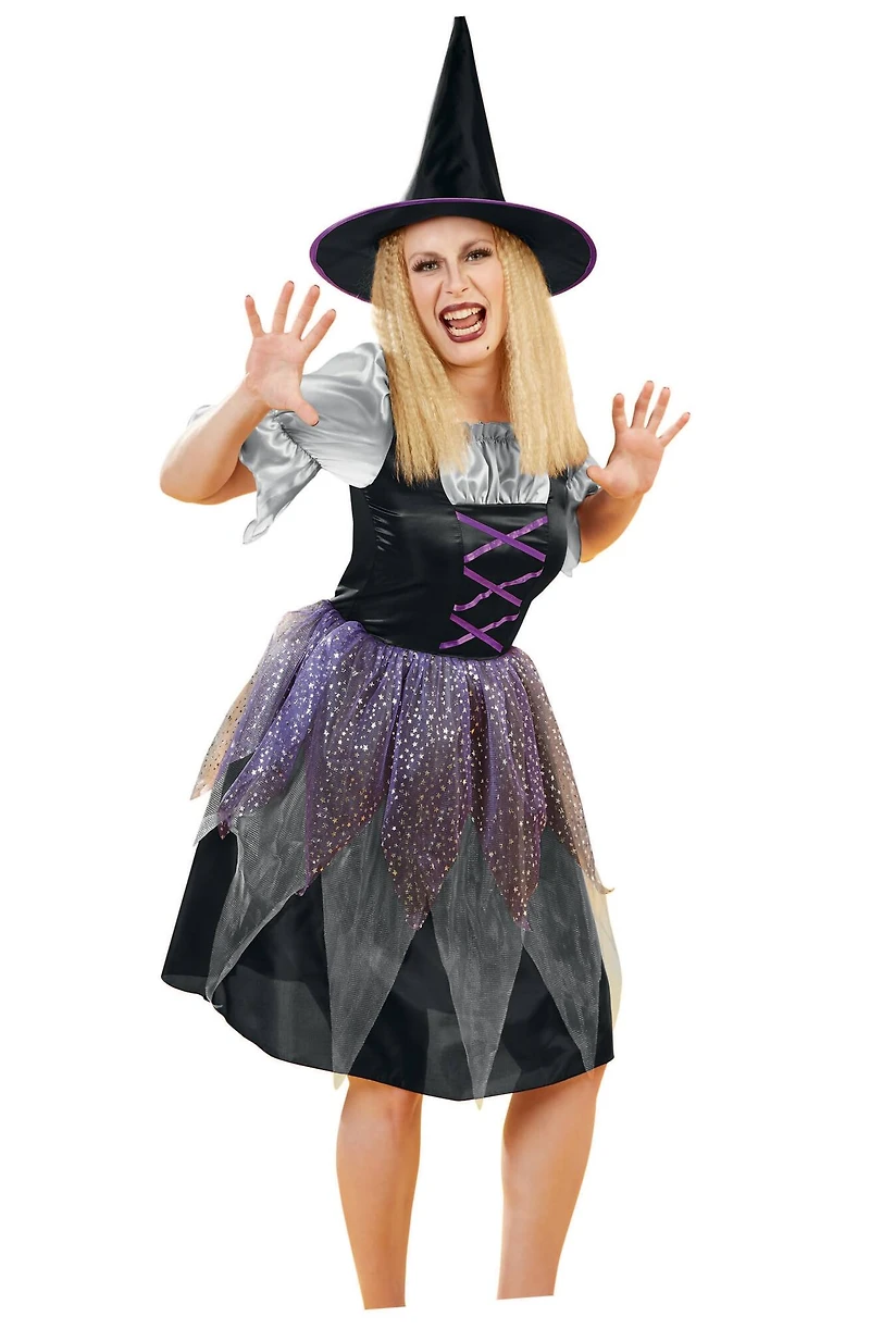 Medium Black & Purple Witch Women's Costume