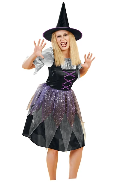 Medium Black & Purple Witch Women's Costume