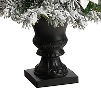 4ft. Pre-Lit Flocked Artificial Christmas Tree in Decorative Urn, Warm White Lights