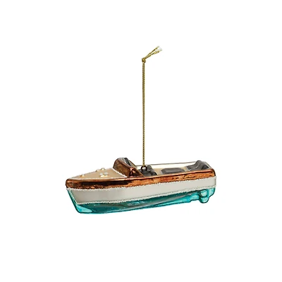 Hello Honey® 5" Multicolor Glass Boat Ornament