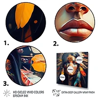 Designart 'Colorful Native American Woman VI' Contemporary Glam Canvas Wall Art