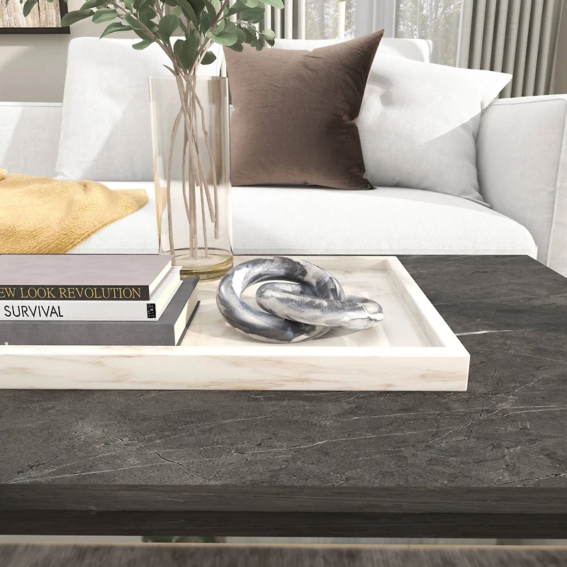 6" Black Marble Geometric Link Chain Sculpture