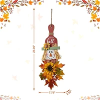 Glitzhome® 26" Fall Wood Scarecrow Floral Door Hanger